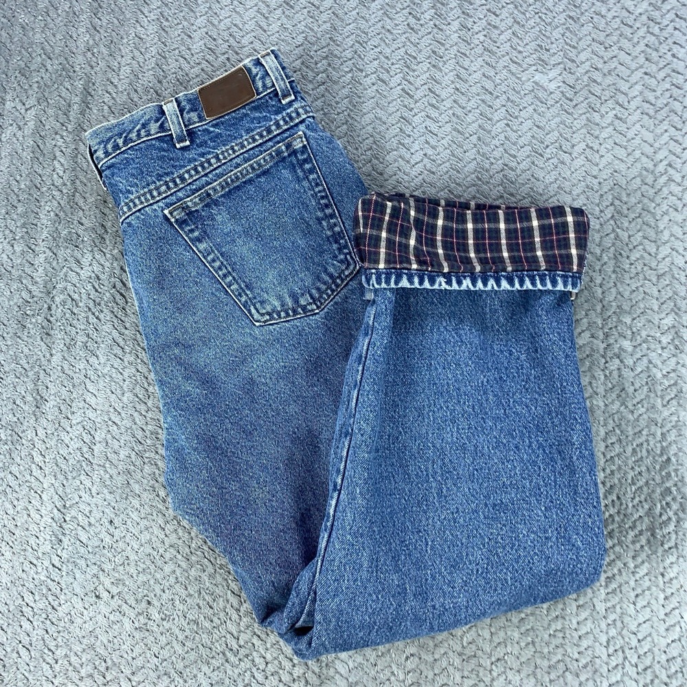 LL Bean Double L Natural Fit Flannel Lined Jeans Men's 33x32 (Fits 32x31) Blue